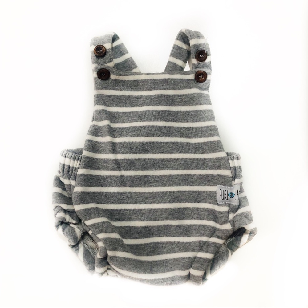 Purl Lamb Grey Striped Romper 6-12 mos